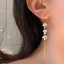 Dangle Earrings Fashion Leaf Zircon Wedding For Women White Gold Colour Marquise Crystal Bridal Earring Party Jewellery Gift