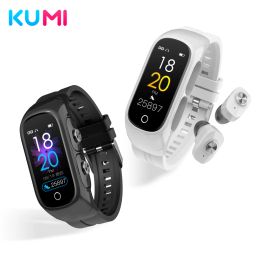 Wristbands 2022 KUMI SmartBand N8 Smart Bracelet 0.96" AMOLED Colorful Screen Heart Rate Fitness Tracker Bluetooth 5.0 Wireless Headphones