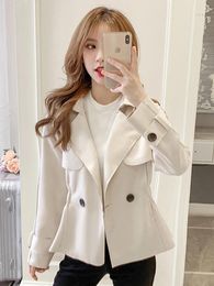 Women's Suits Insozkdg Trench Coat Suit Collar Double Breasted Casual Short Windbreaker Spring Autumn Fashion Blazer Outerwear Female