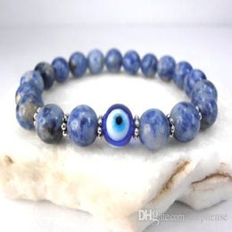 SN0577 Jasper Evil Eye bracelet Good luck Eye Charm bracelet Blue and white stone bracelet For Mens314j