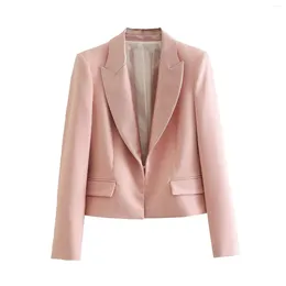 Women's Suits Solid Colour Chic Office Lady Slim Blazers For Women Elegant Stylish Coats 2024 Long Sleeve Hidden Breasted Blazer