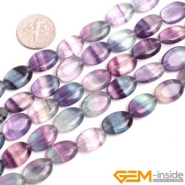 Strands Natural Stone Fluorite Oval Drip Beads For Jewelry Making Strand 15 Inch DIY Fashion Bracelet Women Gifts 8 10 14mm