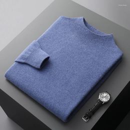 Men's Sweaters Merino Wool Sweater High Neck Knitted Long Sleeve Pullover Basic Solid Color Casual Fashion Top
