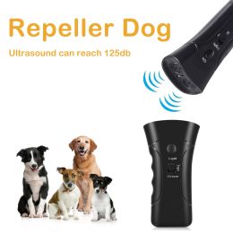 Deterrents Ultrasonic Bark Arrester Lightweight with LED Flashlight Dog Repeller Portable Dog Anti Barking Device for Pet Training Supplies