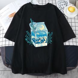 Shirts Milk Box Moonlight Waves Prints Men's T Shirt Breathable Sxxxl Tshirts Casual Oneck Tee Tops Fashion Big Size Tshirt Unisex