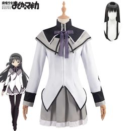 Anime Costumes Anime Akemi Homura Cosplay Come Uniform Dress Hallown Outfits with Headband Stockings Y240422