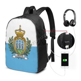 Bags Backpack San Marino Flag San Marinese Country Map IT'S IN MY DNA Fans Student Schoolbag Travel Casual Laptop Back Pack Unisex