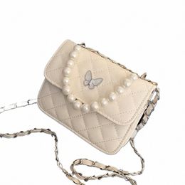 women Pearl Chain Shoulder Underarm Bags Casual Ladies Embroidery Thread Crossbody Bags Female Butterfly Handbags and Purses 45Je#