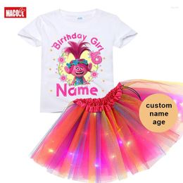 Clothing Sets Girls Birthday Outfits Party T Shirt Tutu Set Led Light Dress Kids Suit Baby Outfit Clothes Skirt 7 Years