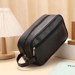 Cosmetic Bags Men Travel Bag Zipper Makeup PU Leather Toiletry Cosmetics Organiser Storage Pouch Large Capacity