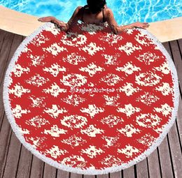 Factory Direct Fashion Brand round Printed Beach Towel Microfiber with Tassel Feel Soft Top Quality