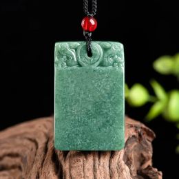 Necklaces High End Jade Pendant Dark Green Pearl Precious Jade Pendant Fashionable Highend Men's and Women's Pendant Jade Necklace