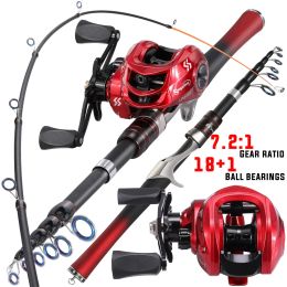 Accessories Sougayilang Fishing Rod and Reel Fishing Combo Telescopic Fishing Rod 7.2:1 High Speed Baicasting Reel for Bass Pike