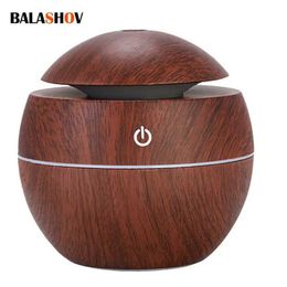 Humidifiers High quality ultrasonic wood oil essential oil diffuser humidifier aromatic atomizer with 7-color Llight LED atmospheric diffuser Y240422