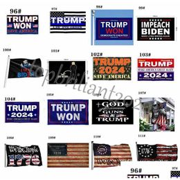 Banner Flags Newest 111 Styles 1776 Trump 2024 Make American Great Again Factory Direct 3X5 Ft 90X150 Cm Hell Be Back Impeach Biden Wo Otldq