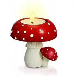 Candle Holders Mushroom Shape Candlestick Holder Set With Tea Scented Candles For Room Bathroom Decor Resin Desktop