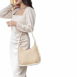 straw Plaited Weave Underarm Bag Gift High-capacity Holiday Travel Shop Woven Women's Bag High Quality Commutting Daily Tote s67k#