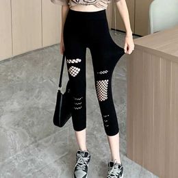 Women's Pants Capris Modal Cut Out Sports Tight Womens Push Up Womens High Waist Pantyhose Seamless Womens Tights Mesh Gothic Sexy Y240422