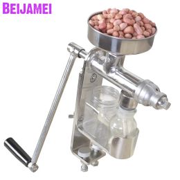 Pressers BEIJAMEI Manual Oil Press Machine Household Peanut Seeds Nuts Oil Presser Expeller Health Stainless Steel Oil Extractor