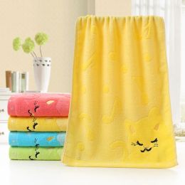 Towels New 25X50cm Cute Towel Cat Pattern Soft Towel Children Embroidered Wool Towel Baby Products Soft Towel Bath Towel