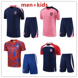 24 25 uomini Kids Kids Atletico Madrids Traccettatura Maglie da calcio Morata Griezmann Joao Felix 23/24/25 Atletico Susse di allenamento a maniche corte Camisetas de futbol