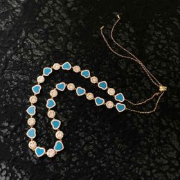 s925 Sterling Silver The summer lovely Yellow Gold Colour Multi Sun Lagoon Blue Heart Adjustable Necklace For Women Gift Jewellery Y1285q