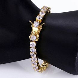 Hip Hop CZ Diamond Tennis Bracelets Charm Bangle Men Women Couple Jewellery 4mm 5mm 6mm1692