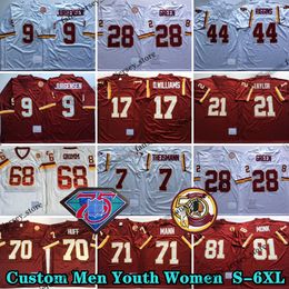 Custom 75th Throwback 33 Sammy Baugh 1974 Football Jerseys 44 John Riggins 81 Art Monk 9 Sonny Jurgensen 7 Joe Theismann 66 Joe Jacoby 28 Darrell Green 68 Russ Grimm