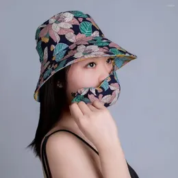 Wide Brim Hats Bucket Hat Tea Picking Cap Dust Mask With Removable Agricultural Work Protect Neck Anti-uv Sunscreen Outdoor