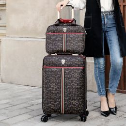 Luggage Fashion Travel Luggage 16/20/24 inch trolley suitcase men women carry on ins student popular trolley password pu leather luggage