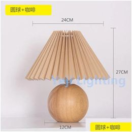 Table Lamps Vintage E27 Base Lamp Desk Nightstand Night Light Solid Wood For Bedroom Living Room Coffee Shop Drop Delivery Lights Ligh Dhfuk