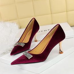 Dress Shoes BIGTREE Fashion Women 8.5cm High Heels Wedding Pumps Lady Luxury Design Metal Chain Buckle Stiletto Prom