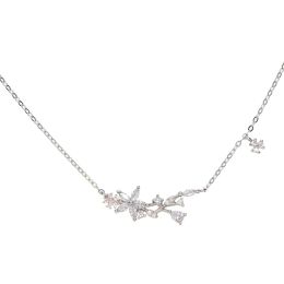 Necklaces Viennois New Light Gold Colour Plated Long Chain Necklace Multiple cz Flower tree Pendants 925 silver Necklaces For Wedding gift