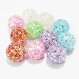 Beads Newest 16mm 200pcs/bag, 20mm 100pcs/bag Resin Beads With AB Sequins Inside For Fashion Jewellery Designs