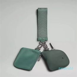 Keychains & Lanyards Designer Brand metal Dual Pouch Wristlet Pochette Double Strap Waterproof Mini Yoga Bag Detachable Key Chain