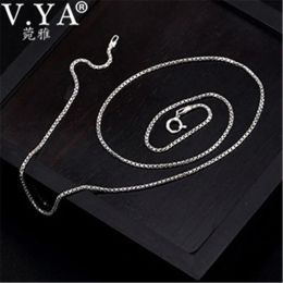 Necklaces V.YA 1.2mm Silver Thin Chain Necklace for Women Real 925 Sterling Silver Necklaces Female Ladies 40cm 45cm 50cm