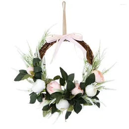 Decorative Flowers Wedding Artificial Peony Flower Wreath Front Door Hanging Garland Spring Season Party DIY Home Decoration