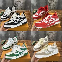 Moda de alta qualidade sobreposição de pele de bezerro Virgil Skate v Designer Shoes Luxury Low Womens Mens Leather Trainers Plataforma OG Original White Black Green Orange Sneakers