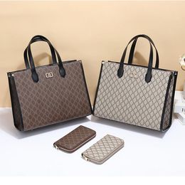 Factory sales women's handbags large capacity two piece retro tote bag classic letter printing women's shoulder bag wear-resistant padded leather handbag 1122#