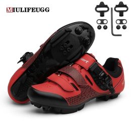 Footwear New MTB Cycling Shoes Men Mountain Footwear Racing Bicycle Flat Clits Sneaker Speed Road Cleat Women Route Bike Spd Selflocking