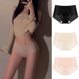 Women's Panties 1pc Traceless Thin Mid Waist Ultra Large Size Underwear Solid Colour Breathable Bag Hip Quick Drying Triangle Pants