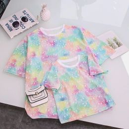 T-shirts 2021 New Short Sleeve Tshirt Mother Daughter for Family Matching Clothes Adult Mom Baby Kids Girls Print Shirts Tops