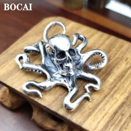 Pendants BOCAI New 100% s925 Sterling Silver Men's and Women's Pendant Octopus Skull Fashionable Gifts Free Shipping
