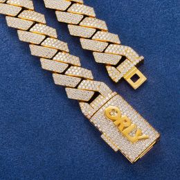 Vvs Moissanite Diamond Miami Cuban Link Chain 19mm White Gold Real Gold Necklace Bracelet 925 Silver Men Bracelet Necklace