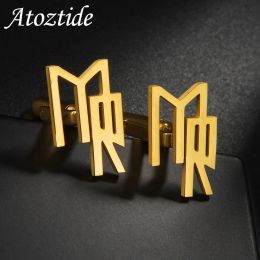 Links Atoztide Personalised Custom Name Cufflinks for Men Shirt Cuff Buttons Letter Initials Jewellery Wedding Gifts Accessories