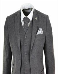 Mens Wool Tweed Peaky Blinders Suit 3 Piece Authentic 1920s Tailored Fit Classic Formal Prom Suit JacketPantsVest1819671