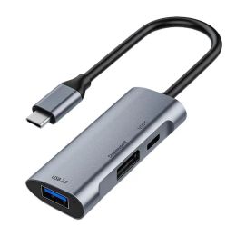 Hubs 3 in1 USBC Hub Aluminum Alloy DisplayPort PD 60W USB 2.0 USB C Hub Adapter for Computer Plug Play Docking Station USB Hub