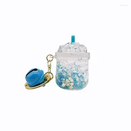 Keychains In Stock Cute Acrylic Oil-Filled Luminous Iceberg Cup Keychain Pendant Liquid Drift Bottle Gift Products Ornaments