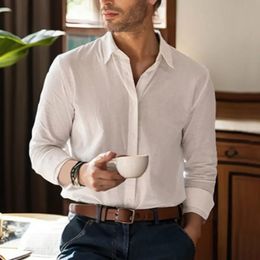 Mens Cotton Linen Button Down Shirt Stylish Long Sleeve Shirts Men Casual Business Dress 240419