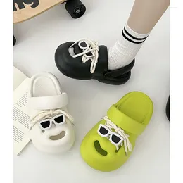 Slippers Black Anti Slip Thick Sole Baotou For Women's Summer Outwear 2024 Cute Soft Beach Sandals